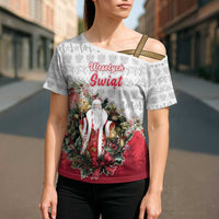 Poland Christmas Cross Shoulder Shirt Dziadek Mroz With Wreath - Wonder Print Shop