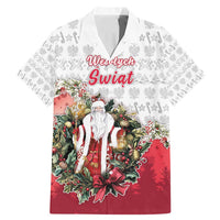 Poland Christmas Family Matching Mermaid Dress and Hawaiian Shirt Dziadek Mroz With Wreath - Wonder Print Shop