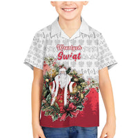 Poland Christmas Family Matching Mermaid Dress and Hawaiian Shirt Dziadek Mroz With Wreath - Wonder Print Shop