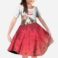 Poland Christmas Family Matching Off The Shoulder Long Sleeve Dress and Hawaiian Shirt Dziadek Mroz With Wreath - Wonder Print Shop