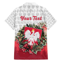 Poland Christmas Family Matching Off The Shoulder Long Sleeve Dress and Hawaiian Shirt Dziadek Mroz With Wreath - Wonder Print Shop
