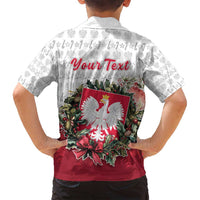 Poland Christmas Family Matching Off Shoulder Short Dress and Hawaiian Shirt Dziadek Mroz With Wreath - Wonder Print Shop