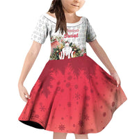 Poland Christmas Family Matching Off Shoulder Short Dress and Hawaiian Shirt Dziadek Mroz With Wreath - Wonder Print Shop