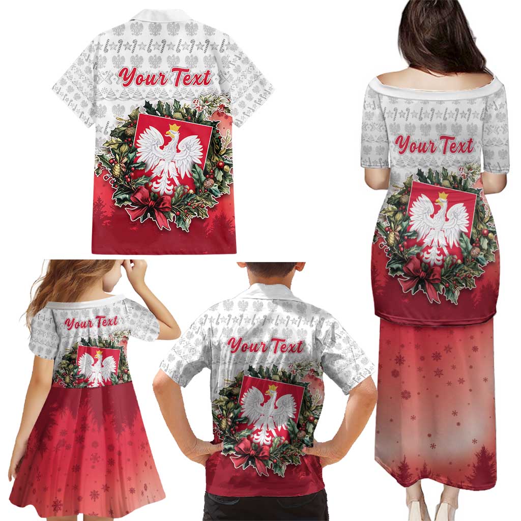 Poland Christmas Family Matching Puletasi and Hawaiian Shirt Dziadek Mroz With Wreath - Wonder Print Shop