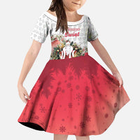 Poland Christmas Family Matching Short Sleeve Bodycon Dress and Hawaiian Shirt Dziadek Mroz With Wreath - Wonder Print Shop