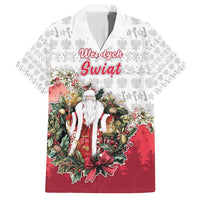 Poland Christmas Family Matching Short Sleeve Bodycon Dress and Hawaiian Shirt Dziadek Mroz With Wreath - Wonder Print Shop