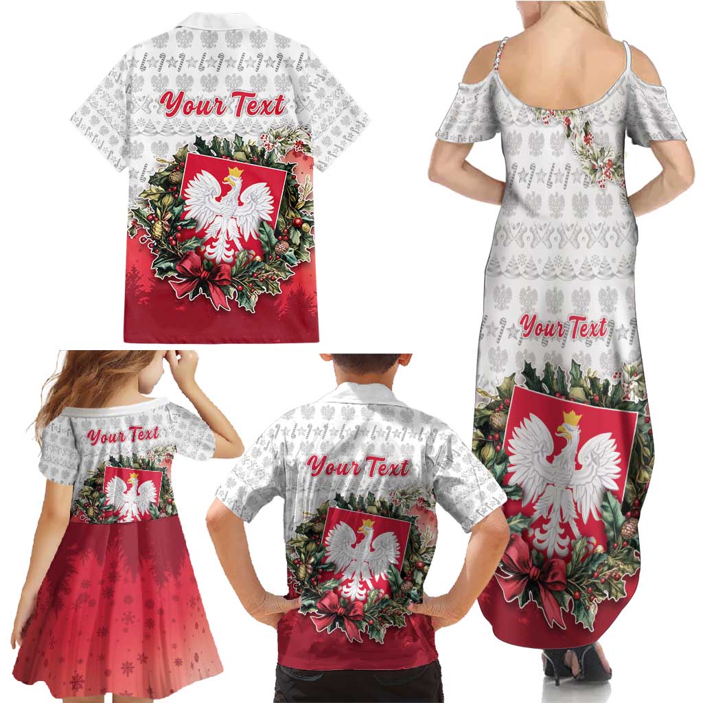 Poland Christmas Family Matching Summer Maxi Dress and Hawaiian Shirt Dziadek Mroz With Wreath - Wonder Print Shop