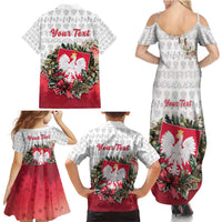 Poland Christmas Family Matching Summer Maxi Dress and Hawaiian Shirt Dziadek Mroz With Wreath - Wonder Print Shop