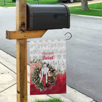 Poland Christmas Garden Flag Dziadek Mroz With Wreath - Wonder Print Shop
