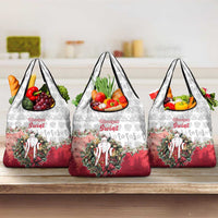 Poland Christmas Grocery Bag Dziadek Mroz With Wreath - Wonder Print Shop