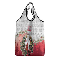 Poland Christmas Grocery Bag Dziadek Mroz With Wreath - Wonder Print Shop