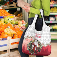 Poland Christmas Grocery Bag Dziadek Mroz With Wreath - Wonder Print Shop