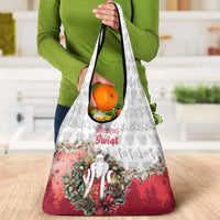 Poland Christmas Grocery Bag Dziadek Mroz With Wreath - Wonder Print Shop