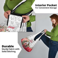 Poland Christmas Grocery Bag Dziadek Mroz With Wreath - Wonder Print Shop