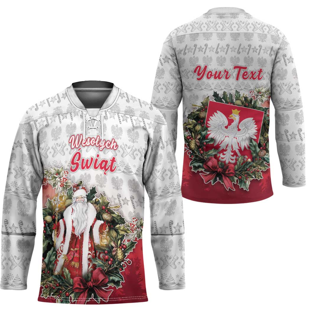 Poland Christmas Hockey Jersey Dziadek Mroz With Wreath - Wonder Print Shop