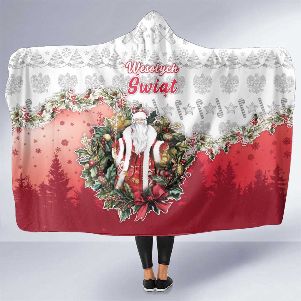 Poland Christmas Hooded Blanket Dziadek Mroz With Wreath - Wonder Print Shop