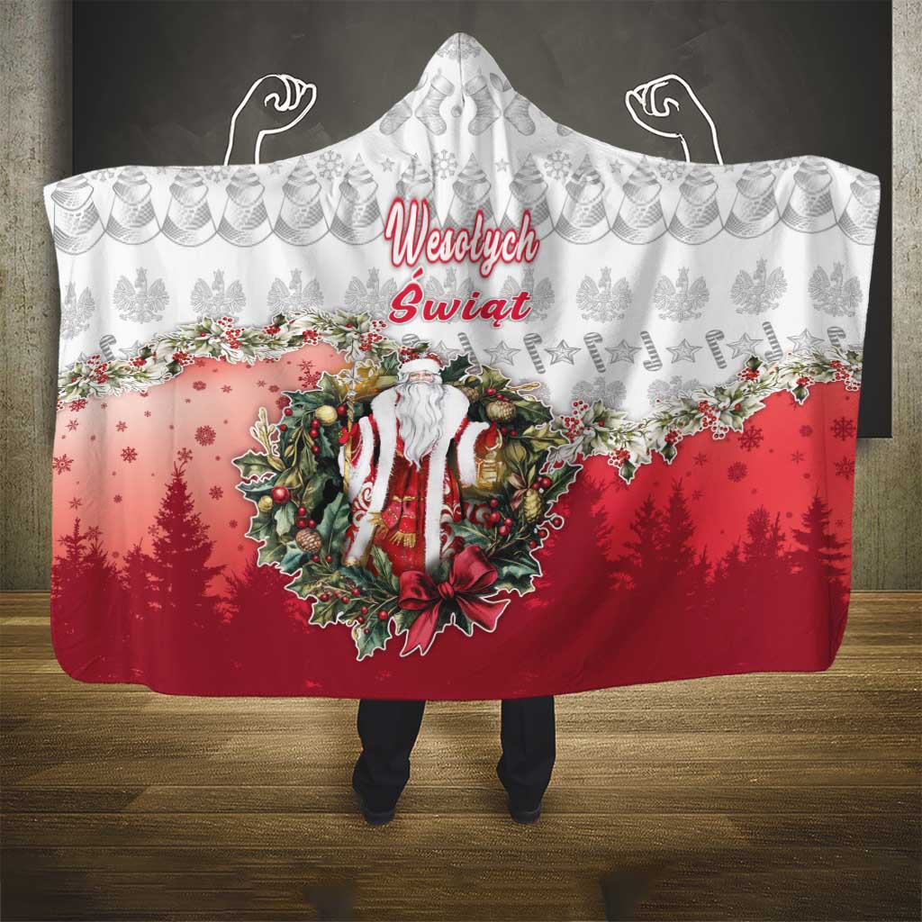 Poland Christmas Hooded Blanket Dziadek Mroz With Wreath - Wonder Print Shop