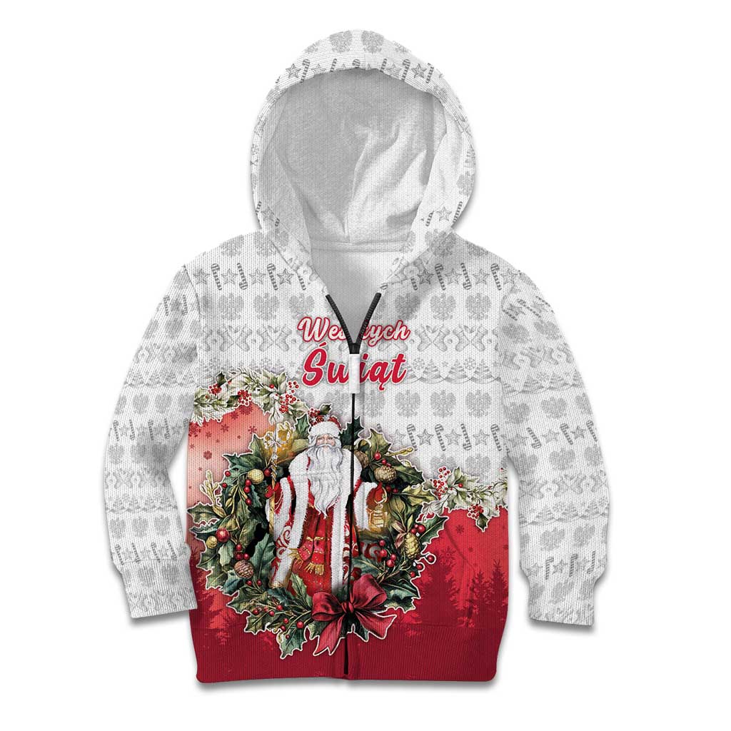 Poland Christmas Kid Hoodie Dziadek Mroz With Wreath - Wonder Print Shop