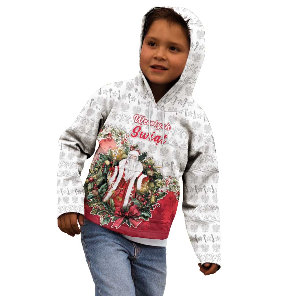 Poland Christmas Kid Hoodie Dziadek Mroz With Wreath - Wonder Print Shop