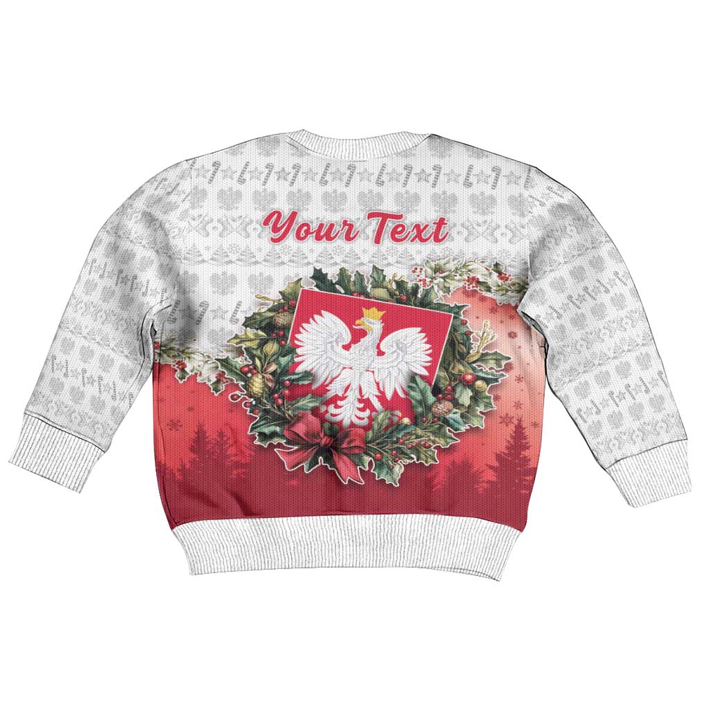 Personalized Poland Christmas Kid Ugly Christmas Sweater Dziadek Mroz With Wreath - Wonder Print Shop