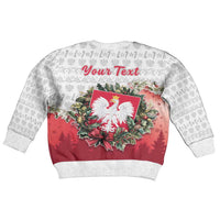 Personalized Poland Christmas Kid Ugly Christmas Sweater Dziadek Mroz With Wreath - Wonder Print Shop