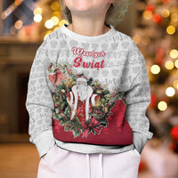 Personalized Poland Christmas Kid Ugly Christmas Sweater Dziadek Mroz With Wreath - Wonder Print Shop