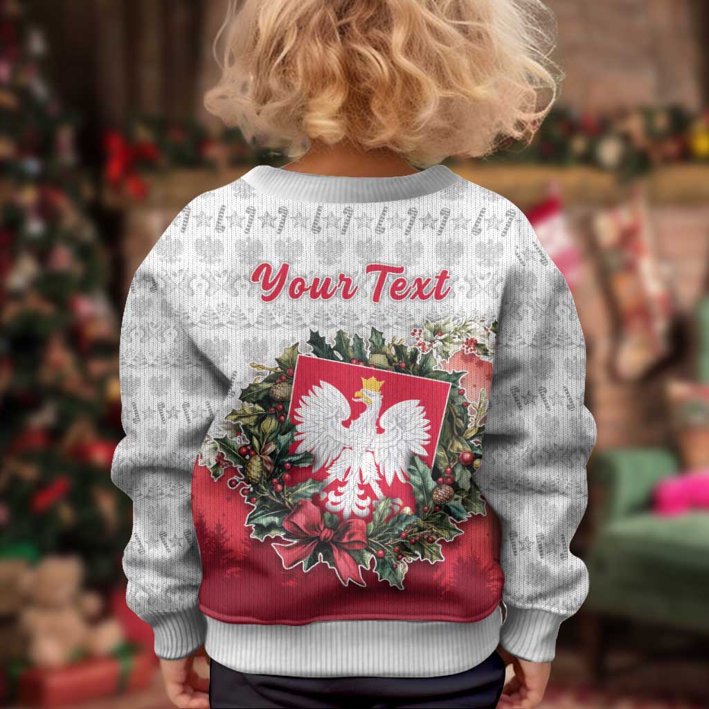 Personalized Poland Christmas Kid Ugly Christmas Sweater Dziadek Mroz With Wreath - Wonder Print Shop