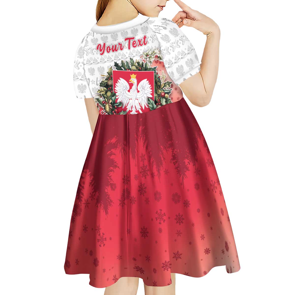 Poland Christmas Kid Short Sleeve Dress Dziadek Mroz With Wreath - Wonder Print Shop