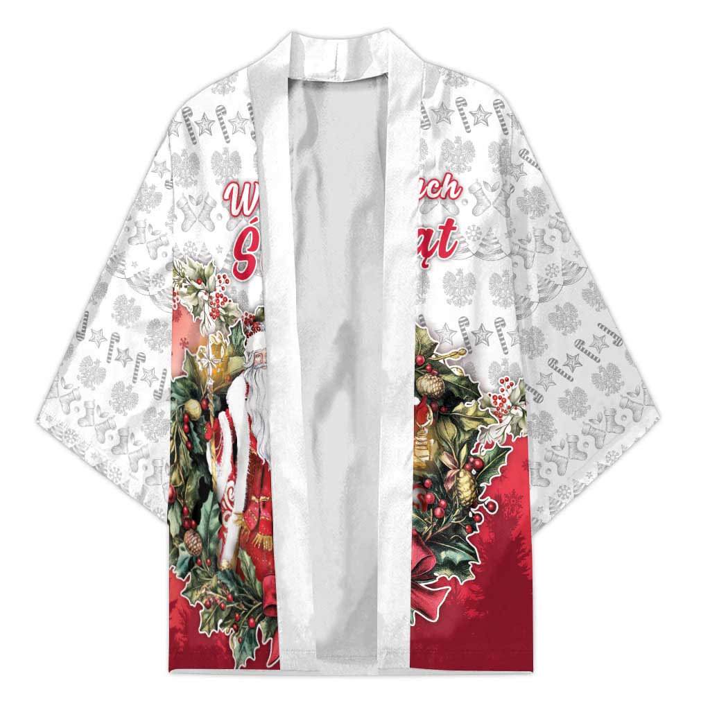 Poland Christmas Kimono Dziadek Mroz With Wreath - Wonder Print Shop