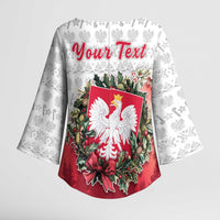 Poland Christmas Kimono Sleeve Blouse Dziadek Mroz With Wreath - Wonder Print Shop