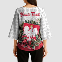 Poland Christmas Kimono Sleeve Blouse Dziadek Mroz With Wreath - Wonder Print Shop