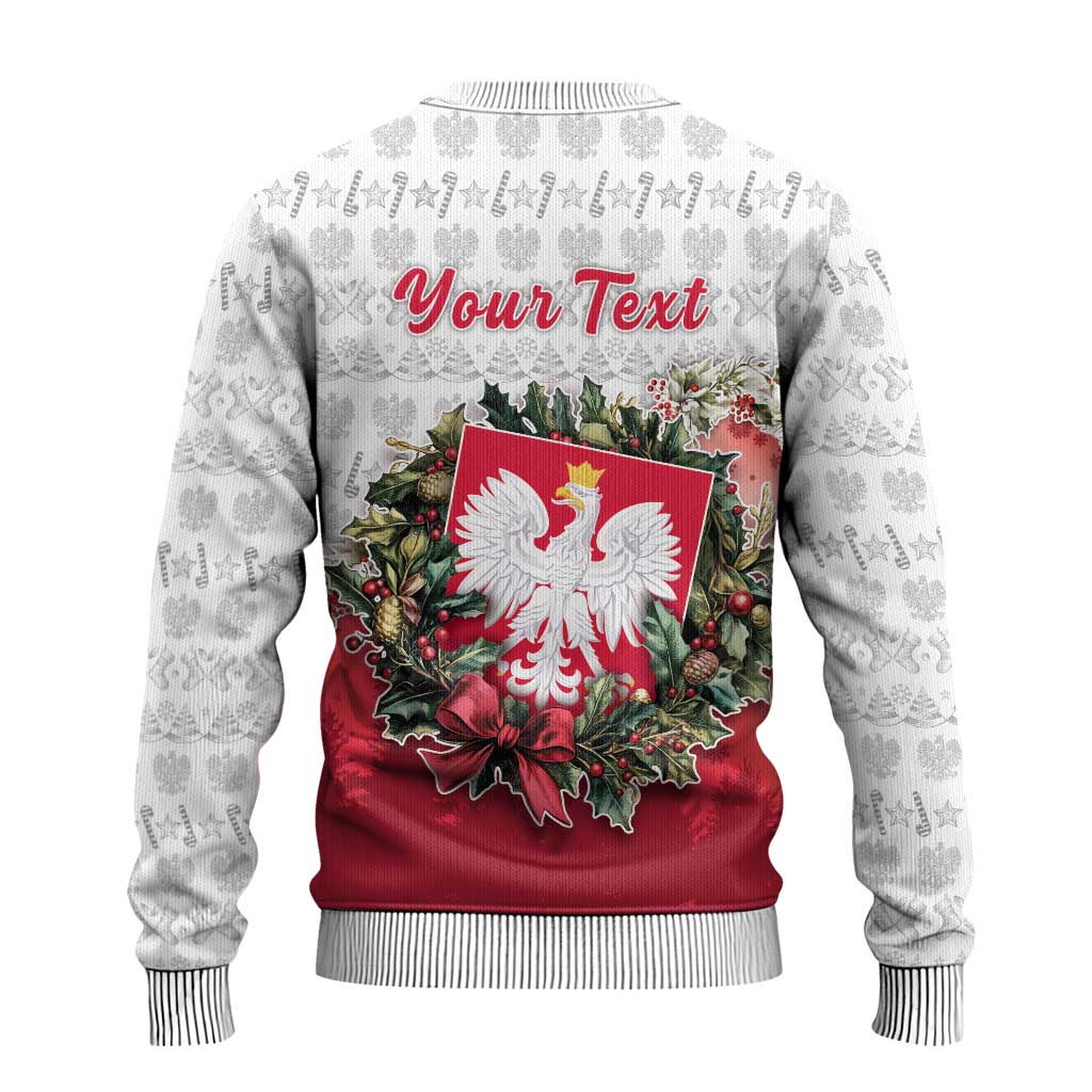 Personalized Poland Christmas Ugly Christmas Sweater Dziadek Mroz With Wreath - Wonder Print Shop