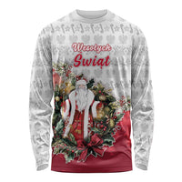 Poland Christmas Long Sleeve Shirt Dziadek Mroz With Wreath - Wonder Print Shop