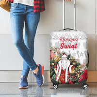Poland Christmas Luggage Cover Dziadek Mroz With Wreath - Wonder Print Shop