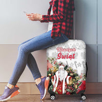 Poland Christmas Luggage Cover Dziadek Mroz With Wreath - Wonder Print Shop