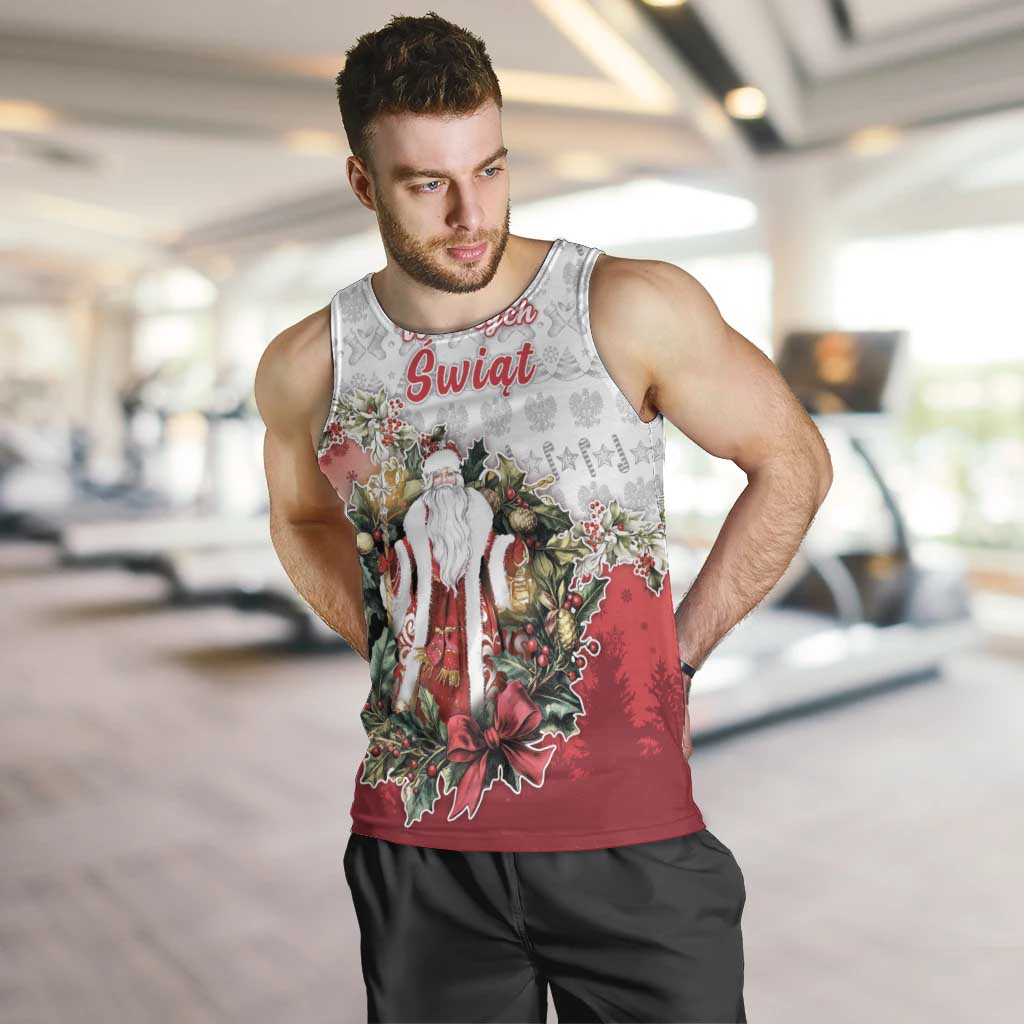 Poland Christmas Men Tank Top Dziadek Mroz With Wreath - Wonder Print Shop