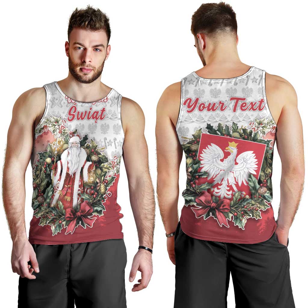 Poland Christmas Men Tank Top Dziadek Mroz With Wreath - Wonder Print Shop