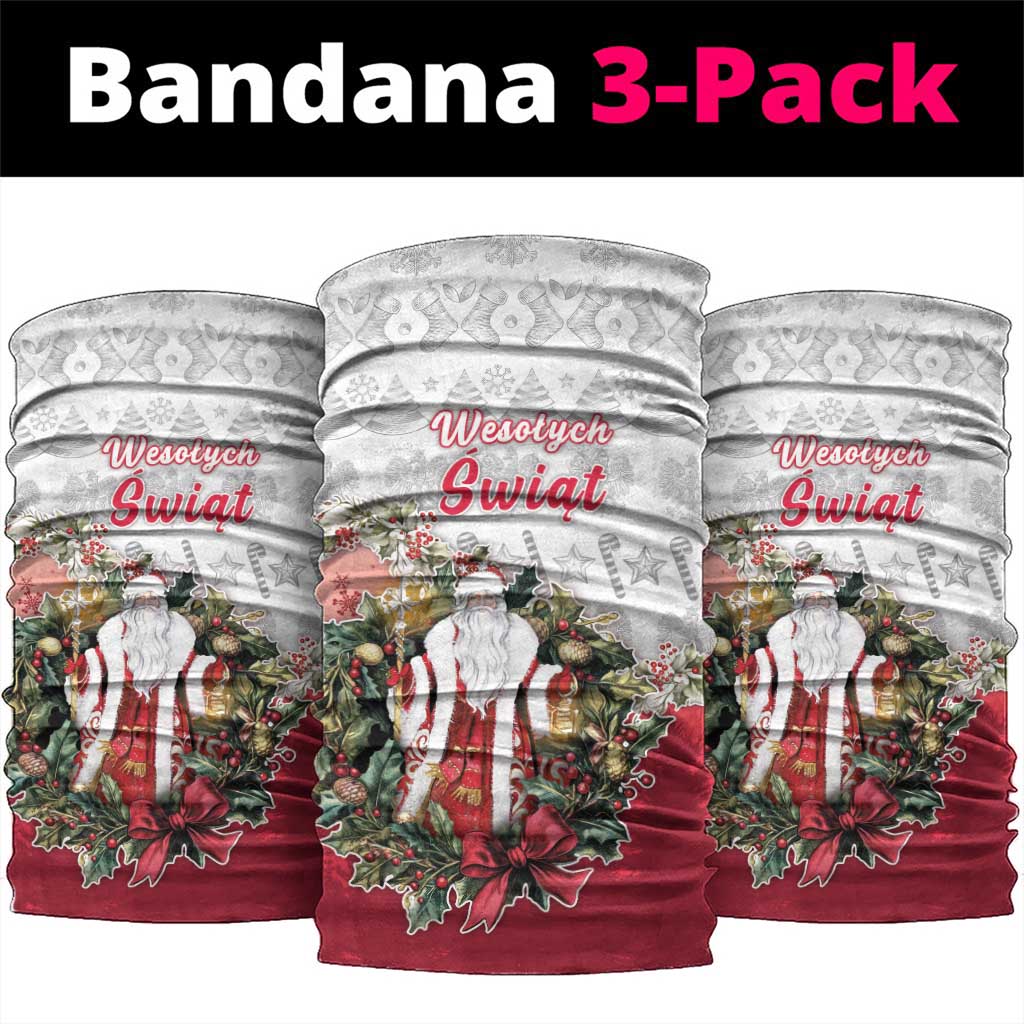 Poland Christmas Neck Gaiter Dziadek Mroz With Wreath - Wonder Print Shop