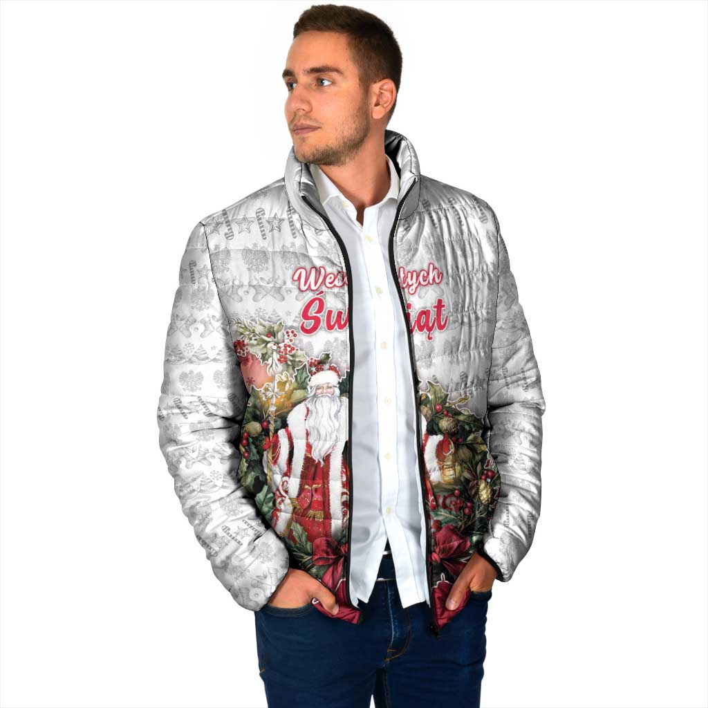 Poland Christmas Padded Jacket Dziadek Mroz With Wreath - Wonder Print Shop