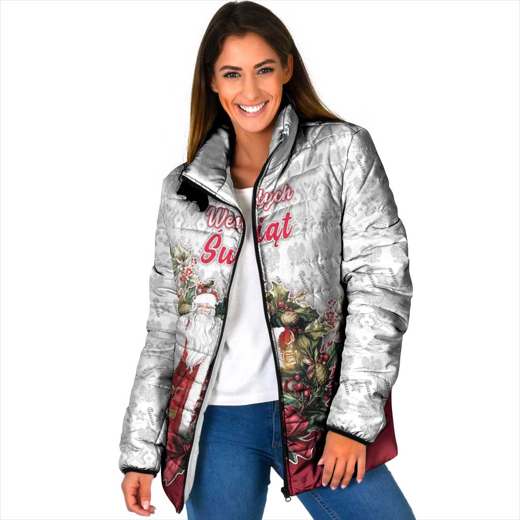 Poland Christmas Padded Jacket Dziadek Mroz With Wreath - Wonder Print Shop
