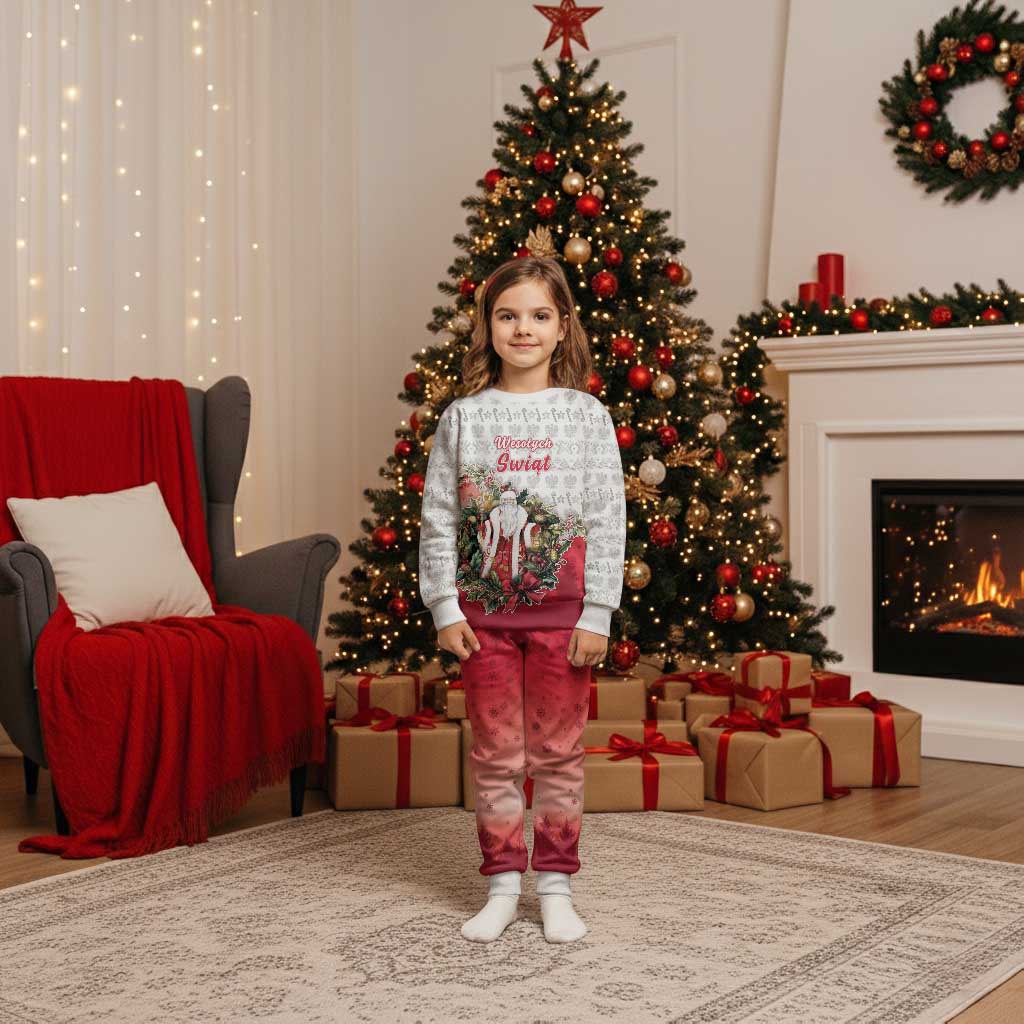 Personalized Poland Christmas Pajama Set Dziadek Mroz With Wreath - Wonder Print Shop