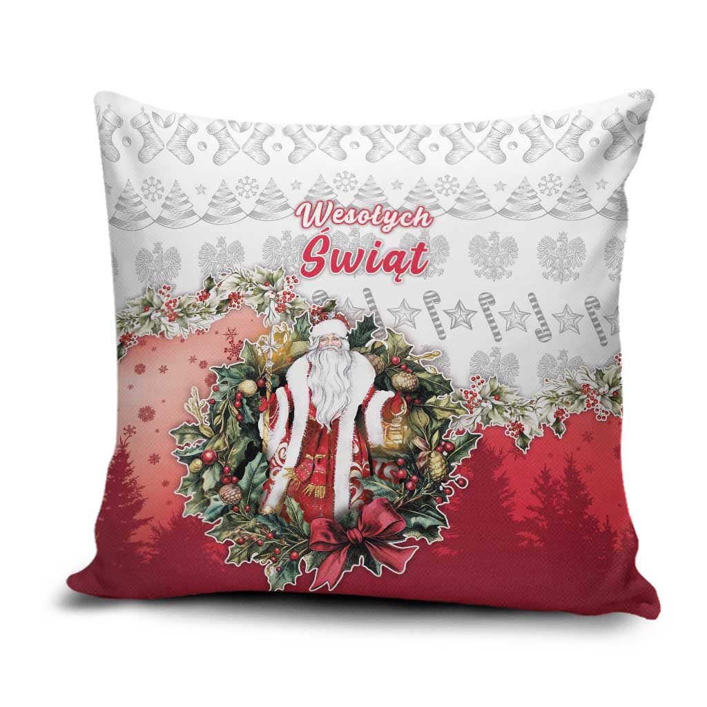 Poland Christmas Pillow Cover Dziadek Mroz With Wreath - Wonder Print Shop