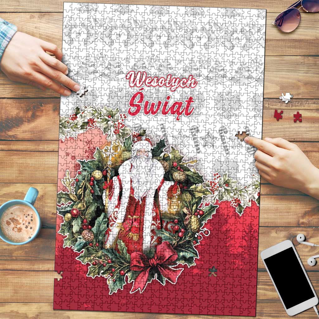 Poland Christmas Puzzle Dziadek Mroz With Wreath - Wonder Print Shop