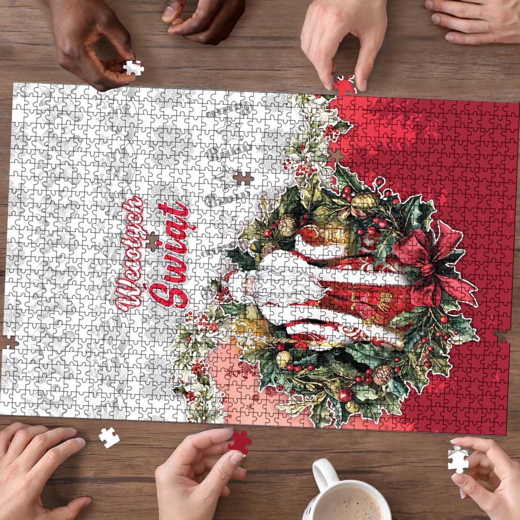 Poland Christmas Puzzle Dziadek Mroz With Wreath - Wonder Print Shop