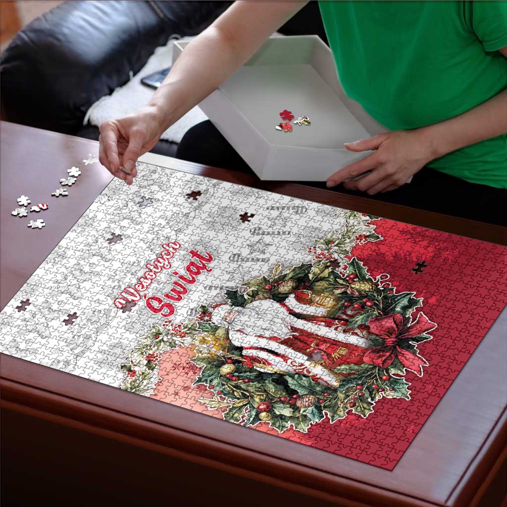 Poland Christmas Puzzle Dziadek Mroz With Wreath - Wonder Print Shop