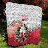 Poland Christmas Quilt Dziadek Mroz With Wreath - Wonder Print Shop