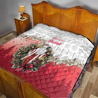 Poland Christmas Quilt Dziadek Mroz With Wreath - Wonder Print Shop