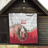 Poland Christmas Quilt Dziadek Mroz With Wreath - Wonder Print Shop