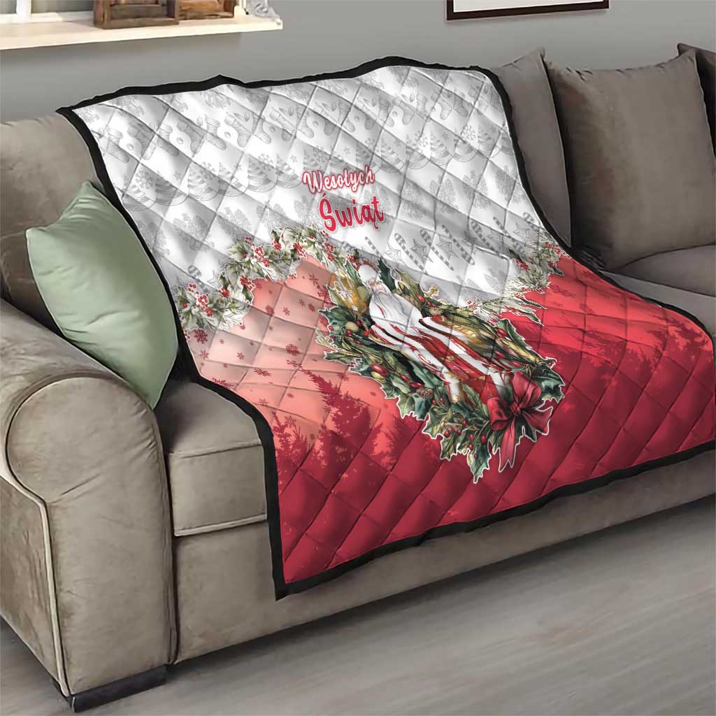 Poland Christmas Quilt Dziadek Mroz With Wreath - Wonder Print Shop