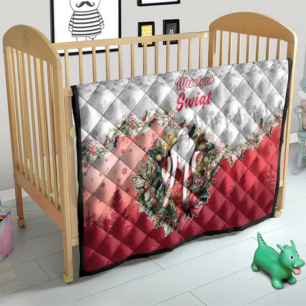 Poland Christmas Quilt Dziadek Mroz With Wreath - Wonder Print Shop